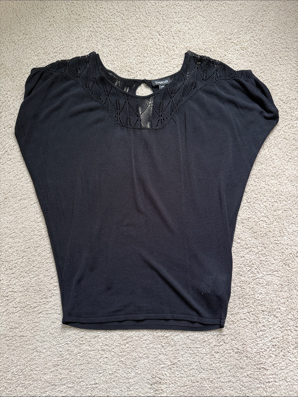 Bebe Black Lace Yoke Tunic Top